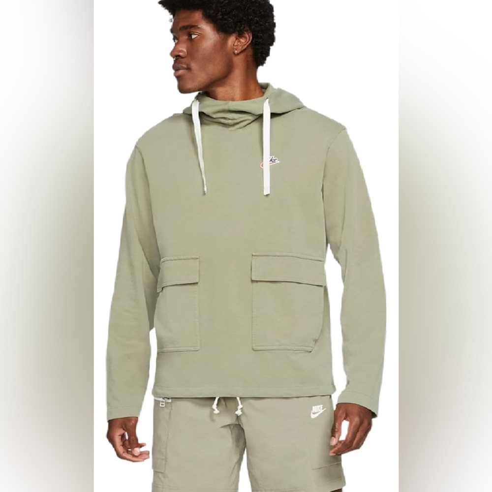 Nike Men's Sportswear Heritage Essentials Knit Pullover Hoodie (Light Army)